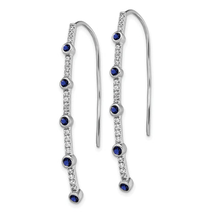 14K White Gold Lab Grown Diamond VS/SI+ G+ Created.Sapphire Threader Earrings