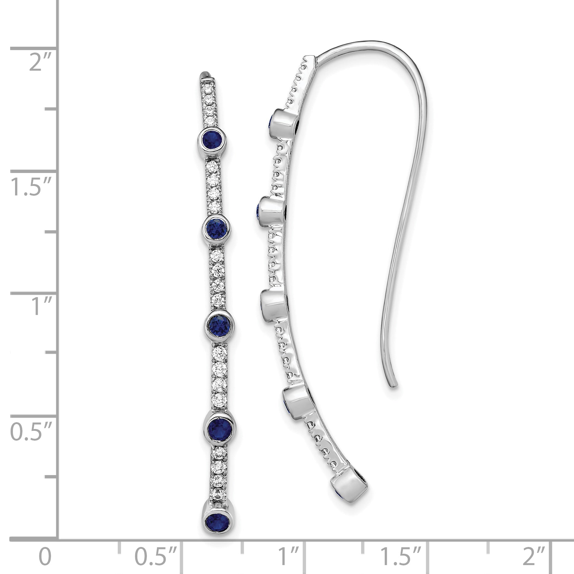 14K White Gold Lab Grown Diamond VS/SI+ G+ Created.Sapphire Threader Earrings