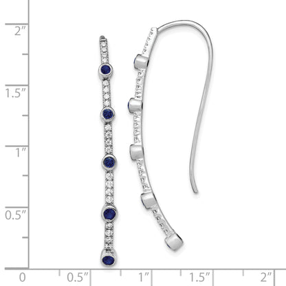 14K White Gold Lab Grown Diamond VS/SI+ G+ Created.Sapphire Threader Earrings