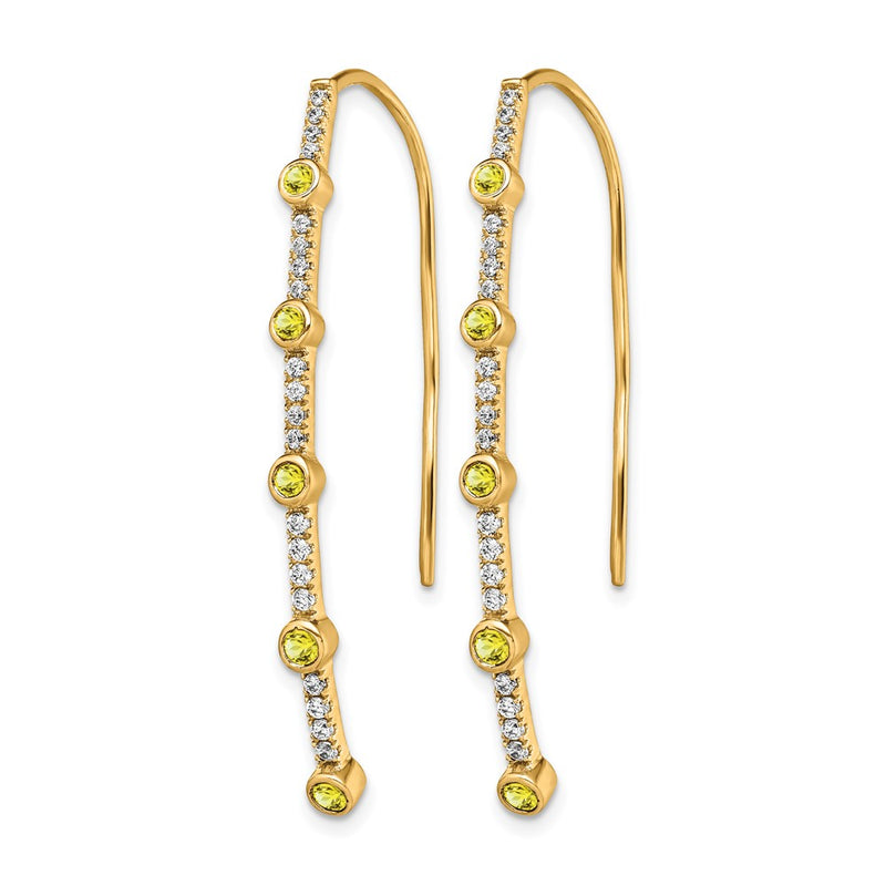 14k Yellow Gold Lab Grown Diamond VS/SI+ G+ Cr.Yellow Sapp Threader Earring