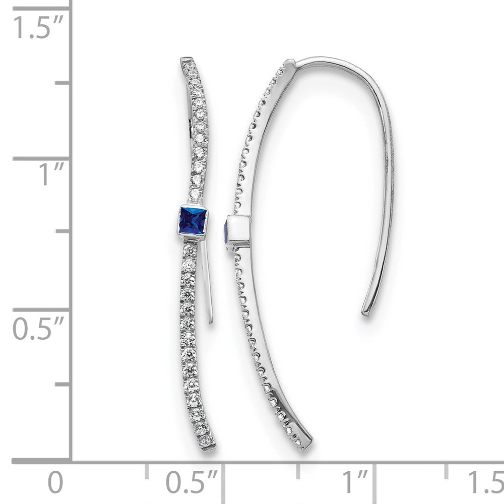 14k White Gold Real Diamond and Sapphire Earrings