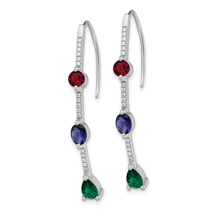 14K White Gold Lab Grown Diamond VS/SI+ G+ Created.RU,EM,SA Threader Earrings