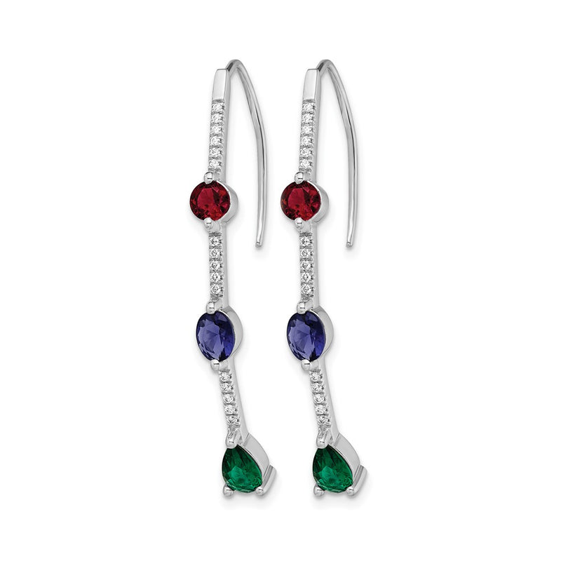 14K White Gold Lab Grown Diamond VS/SI+ G+ Created.RU,EM,SA Threader Earrings