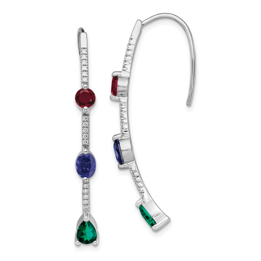 14K White Gold Lab Grown Diamond VS/SI+ G+ Created.RU,EM,SA Threader Earrings