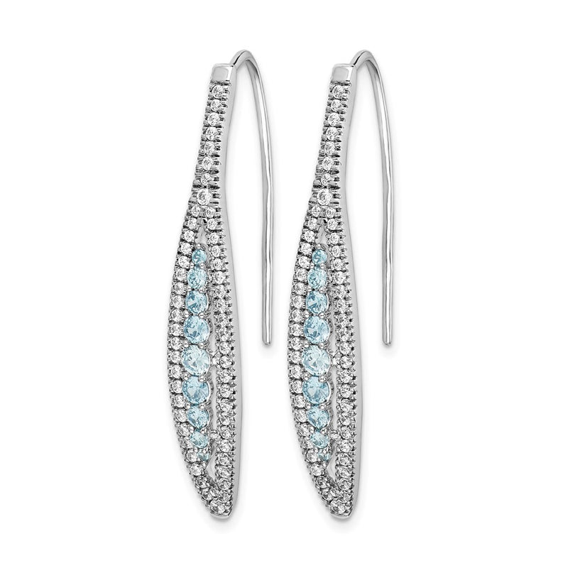 14k White Gold Real Diamond and Aquamarine Earrings