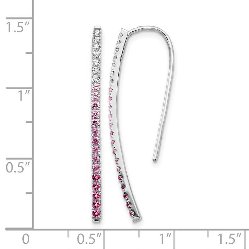 14k White Gold Real Diamond and Pink Sapphire Earrings