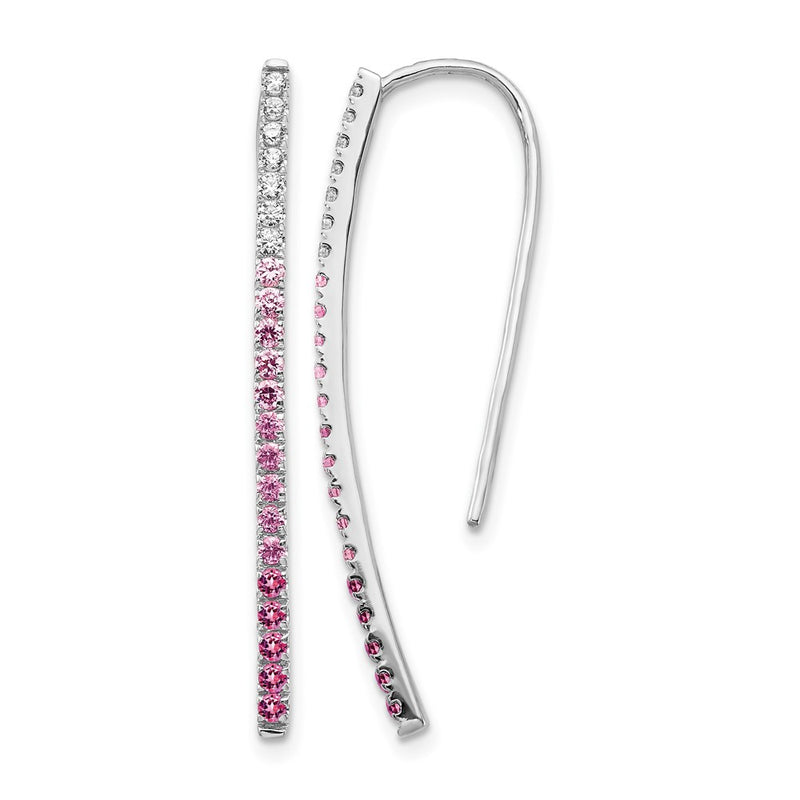 14k White Gold Real Diamond and Pink Sapphire Earrings