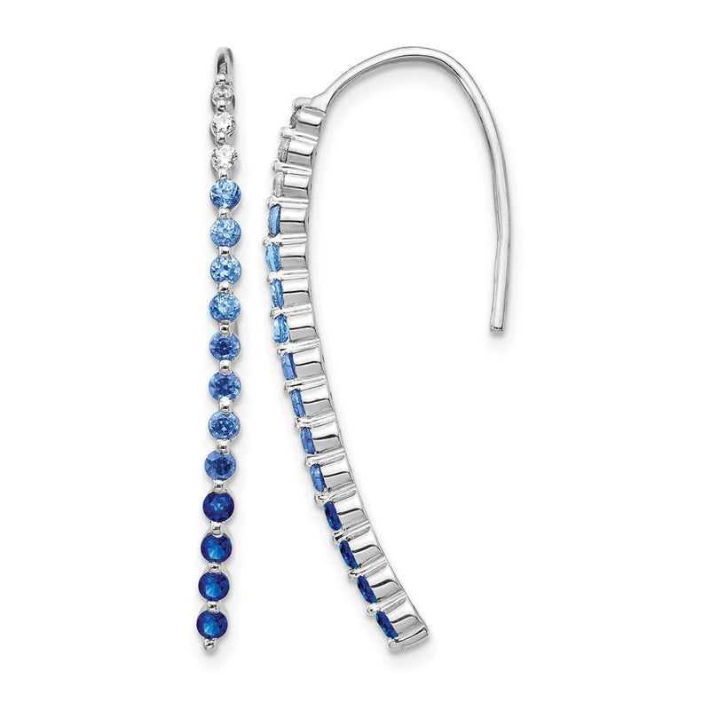 10K White Gold Diamond And Sapphire Earrings