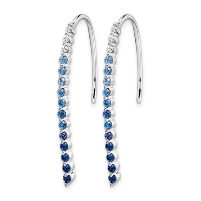 14k White Gold Real Diamond and Sapphire Earrings