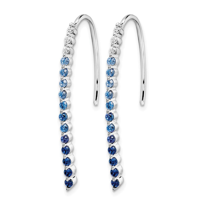 14k White Gold Real Diamond and Sapphire Earrings