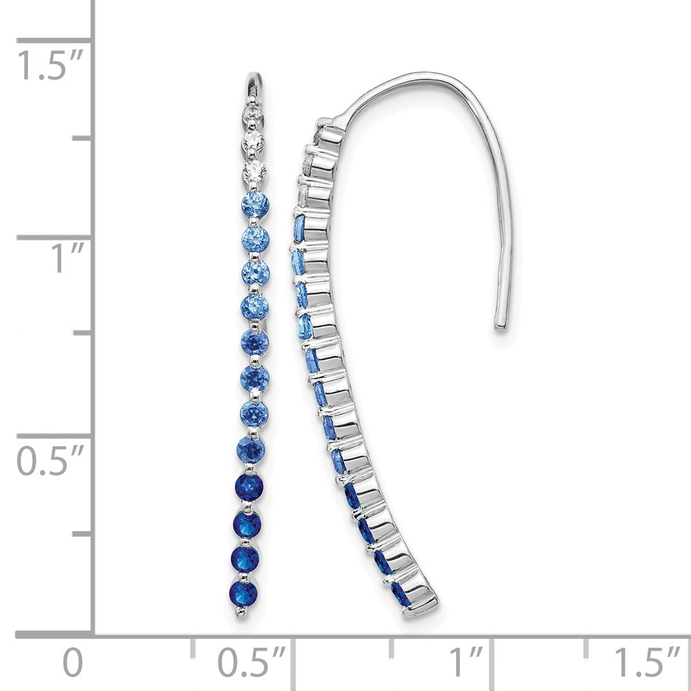 14k White Gold Real Diamond and Sapphire Earrings