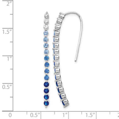 14k White Gold Real Diamond and Sapphire Earrings