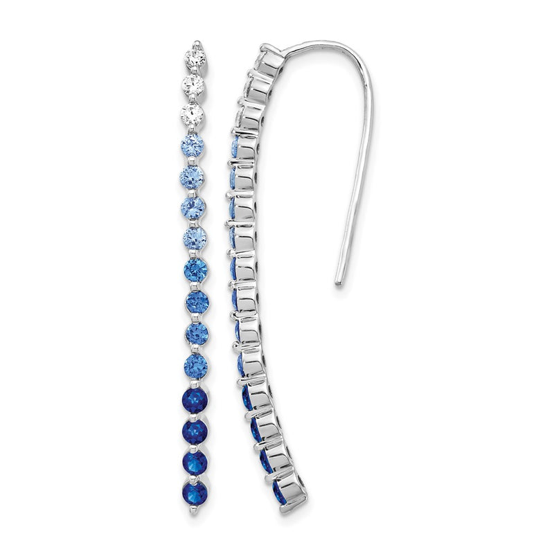 14k White Gold Real Diamond and Sapphire Earrings