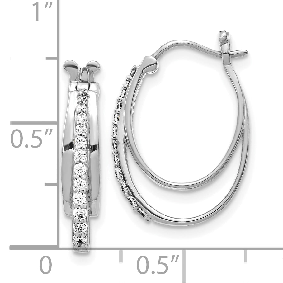 10K White Gold Diamond Hoop Earrings