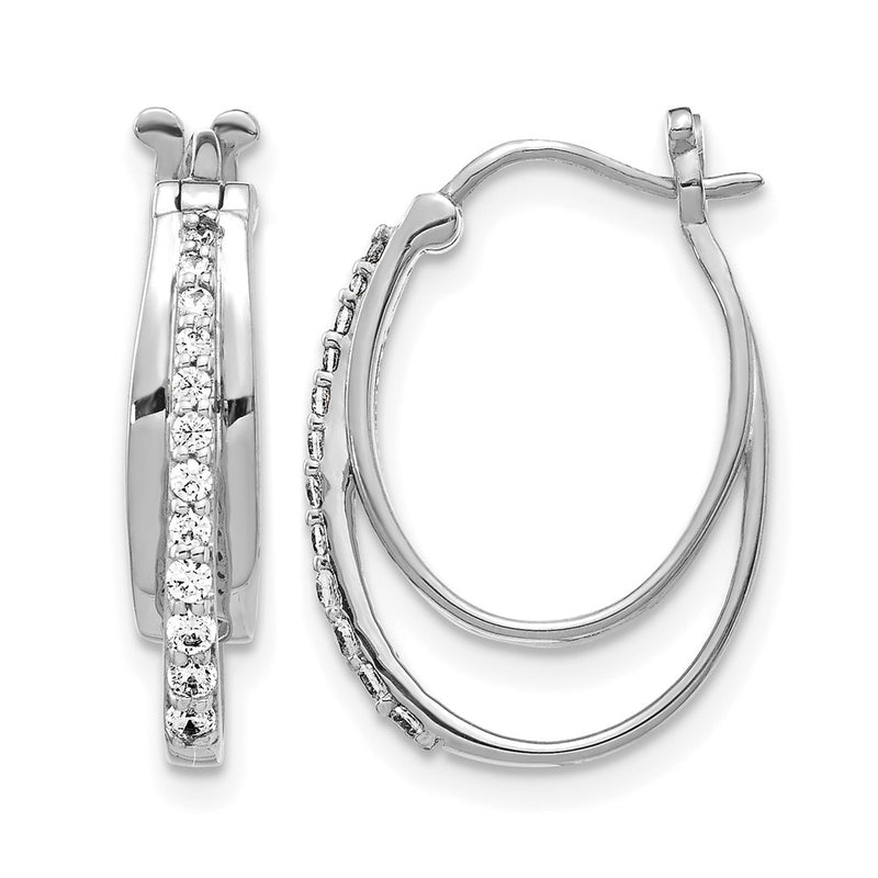 10K White Gold Diamond Hoop Earrings