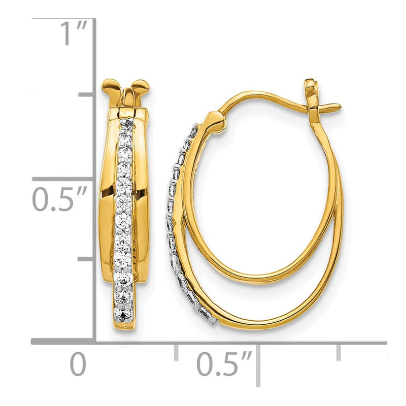 10K Yellow Gold Diamond Hoop Earrings