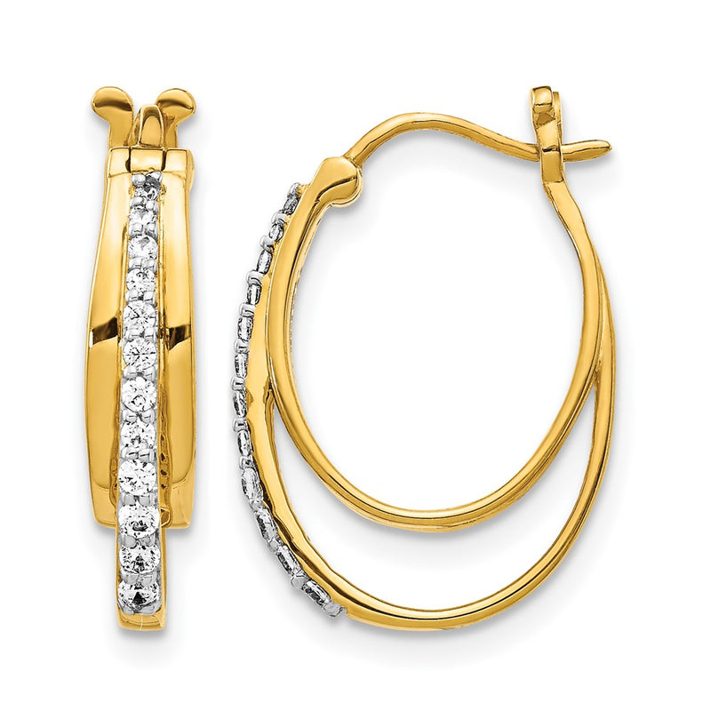 10K Yellow Gold Diamond Hoop Earrings