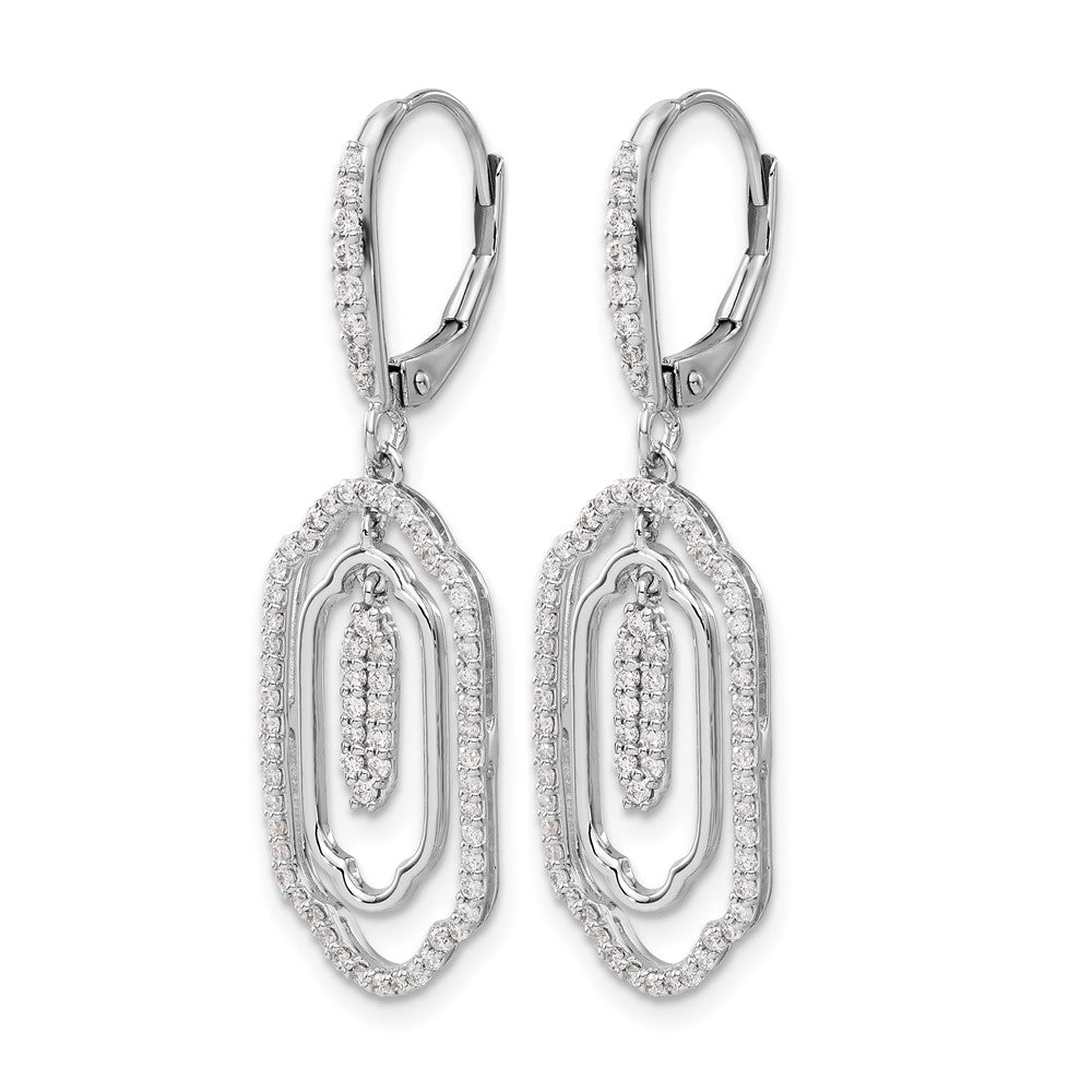 14k White Gold Real Diamond Leverback Earrings