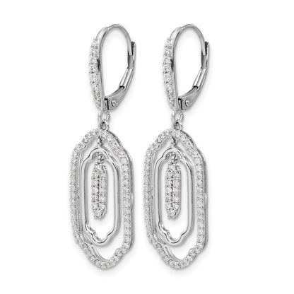 14k White Gold Real Diamond Leverback Earrings