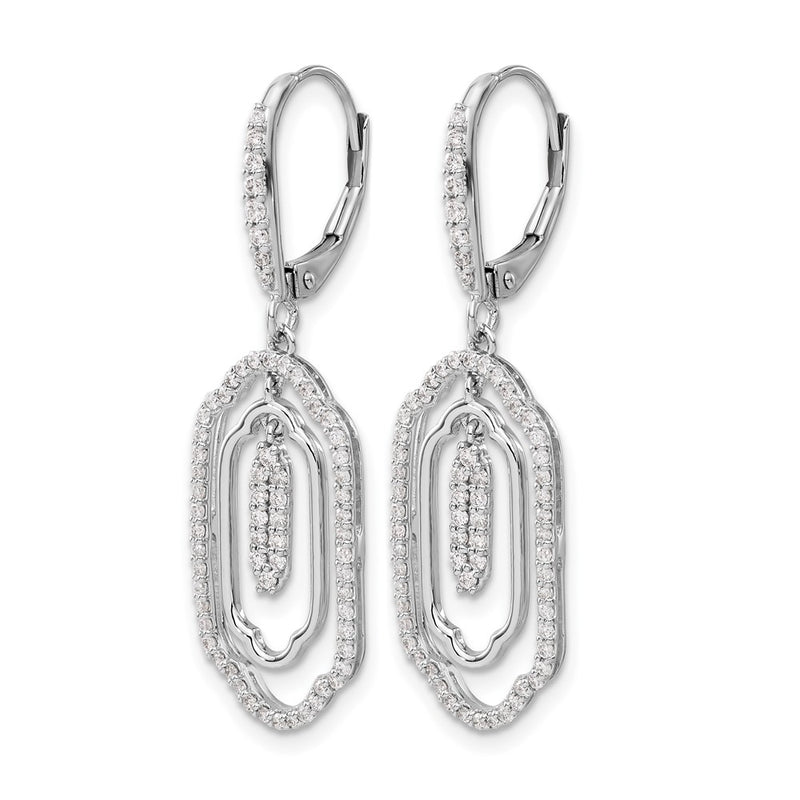 14k White Gold Real Diamond Leverback Earrings