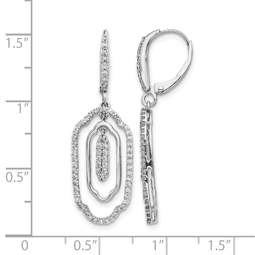 14k White Gold Real Diamond Leverback Earrings