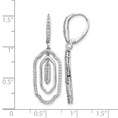 14k White Gold Real Diamond Leverback Earrings