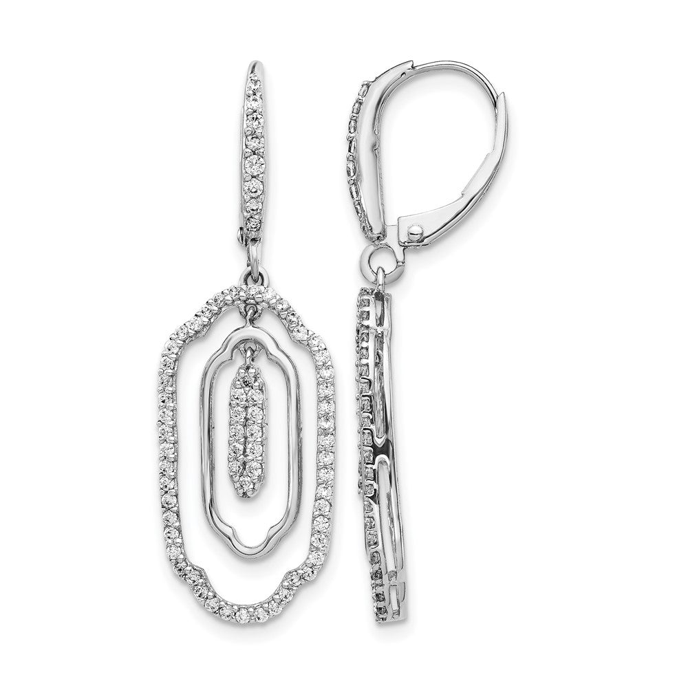14k White Gold Real Diamond Leverback Earrings