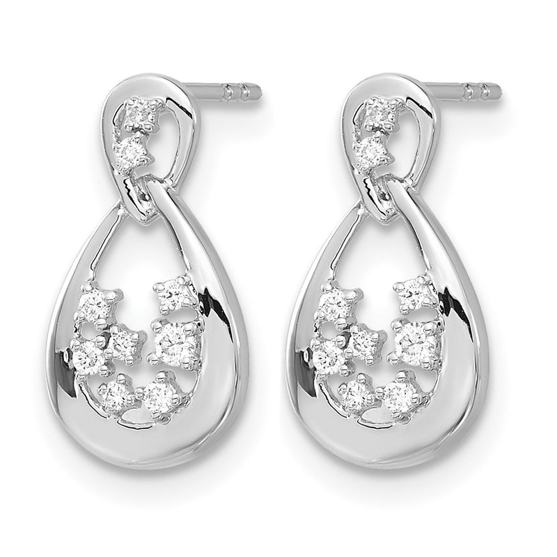 14k White Gold Real Diamond Post Earrings