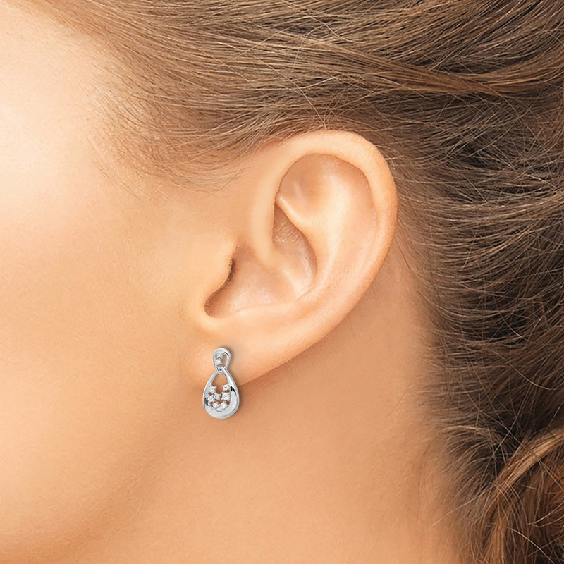 14k White Gold Real Diamond Post Earrings