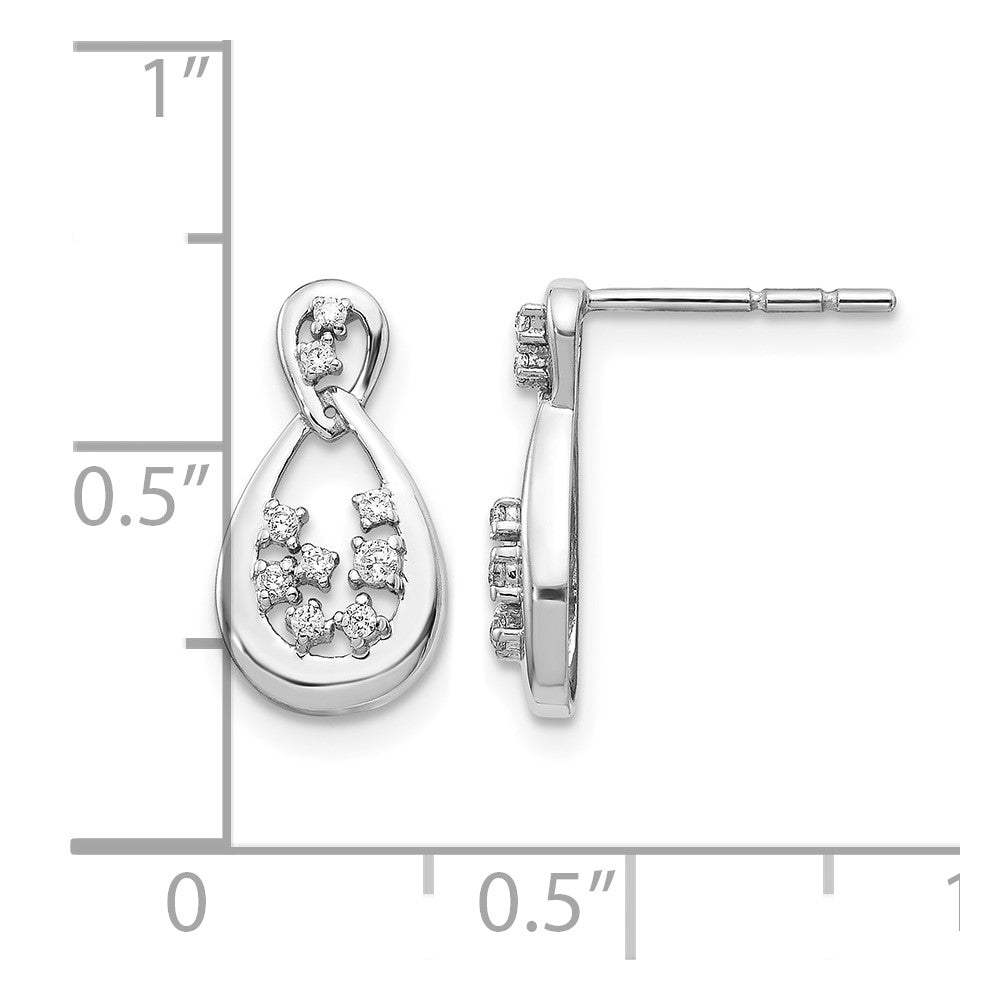 14k White Gold Real Diamond Post Earrings