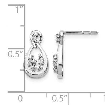 14k White Gold Real Diamond Post Earrings