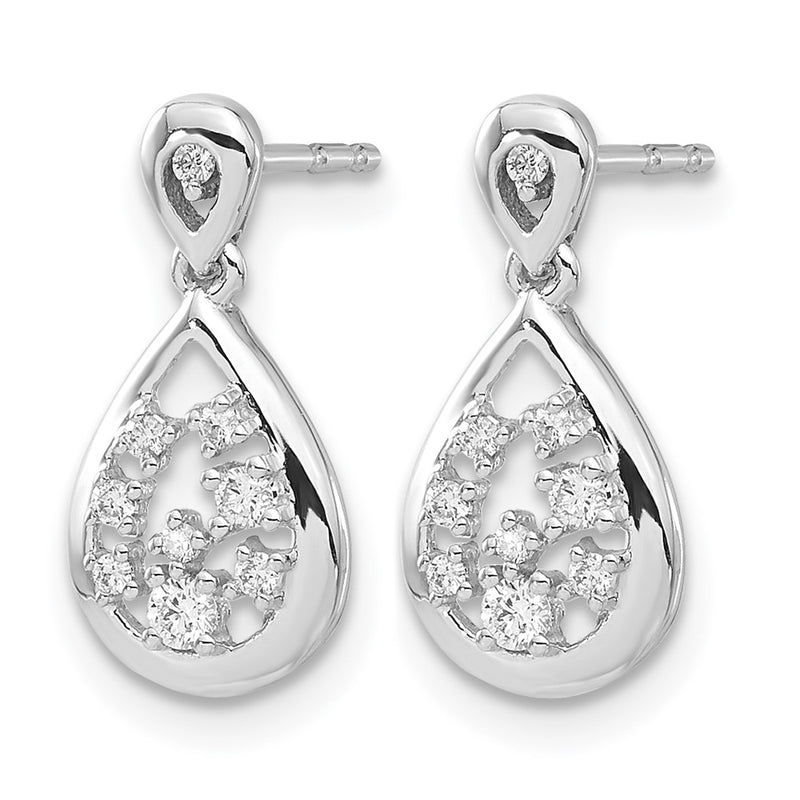 14k White Gold 1/6 Ct. Lab Grown Diamond VS/SI+ G+ Dangle Teardrop Post Earrings