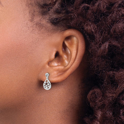 14k White Gold 1/6 Ct. Lab Grown Diamond VS/SI+ G+ Dangle Teardrop Post Earrings