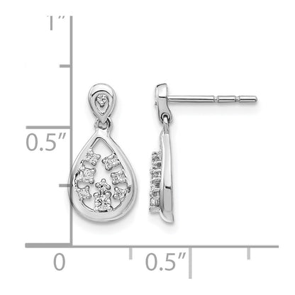 14k White Gold 1/6 Ct. Lab Grown Diamond VS/SI+ G+ Dangle Teardrop Post Earrings