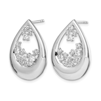 14k White Gold Real Diamond Post Earrings