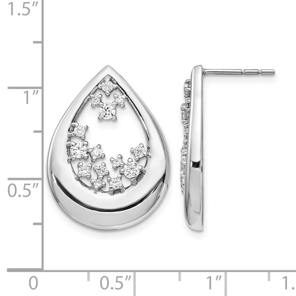 14k White Gold Real Diamond Post Earrings