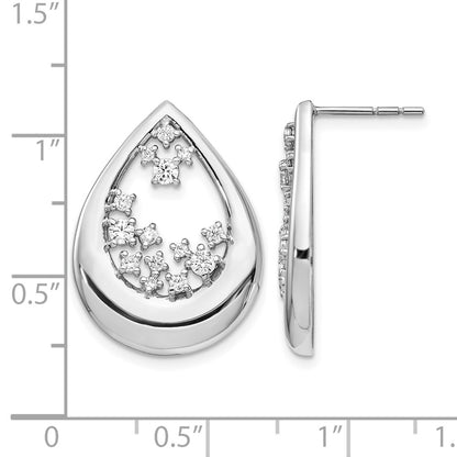 14k White Gold Real Diamond Post Earrings