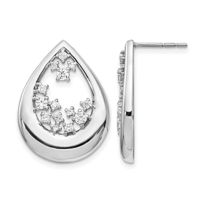 14k White Gold Real Diamond Post Earrings