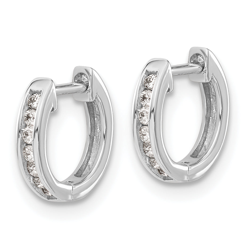 10K White Gold Diamond Hinged Hoop Earrings