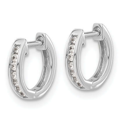 10K White Gold Diamond Hinged Hoop Earrings