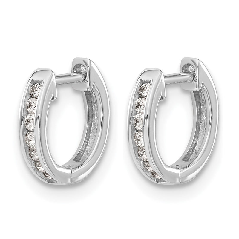 10K White Gold Diamond Hinged Hoop Earrings