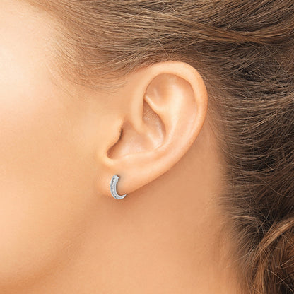 10K White Gold Diamond Hinged Hoop Earrings