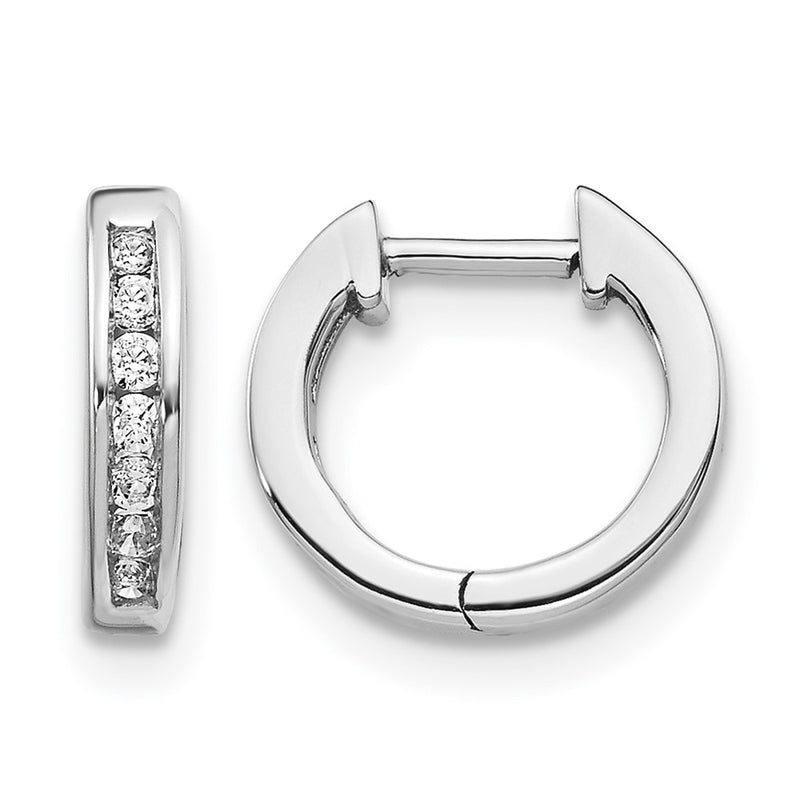10K White Gold Diamond Hinged Hoop Earrings