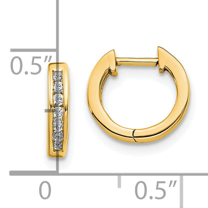 10K Yellow Gold Polished Diamond Hinged Hoop Earrings