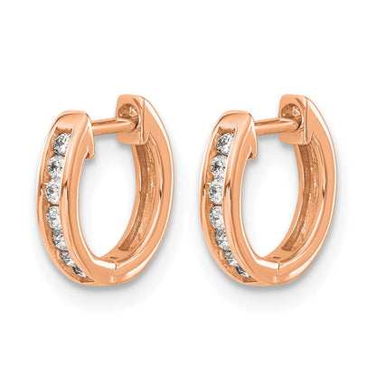 14k Rose Gold Polished Real Diamond Hinged Hoop Earrings