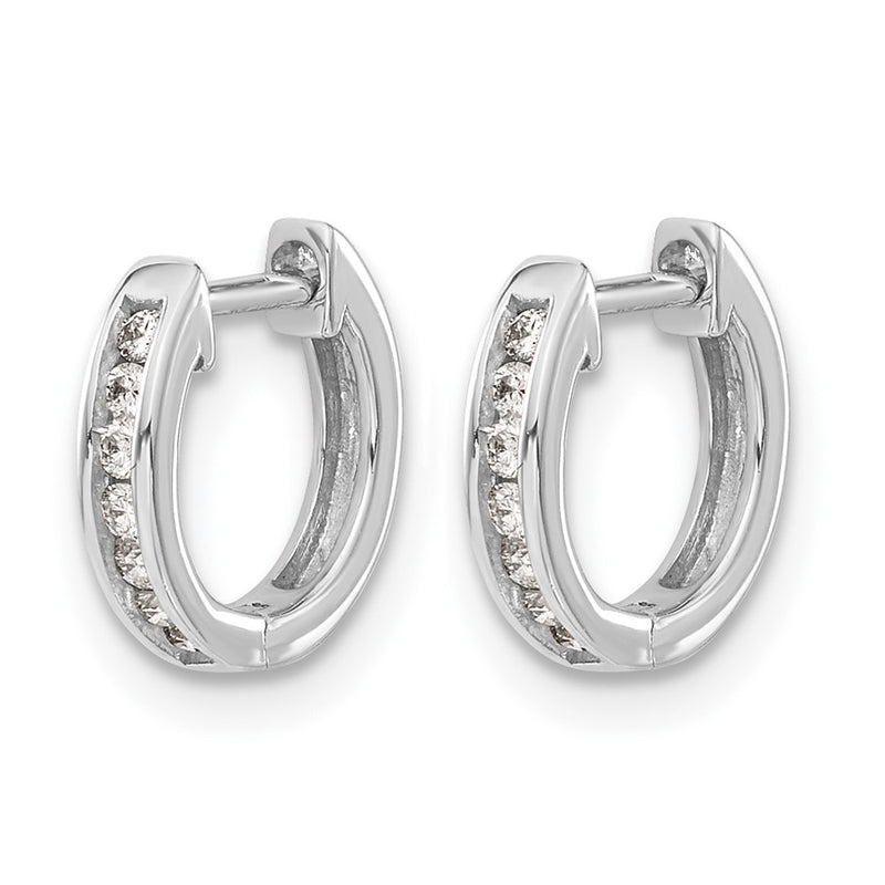 14k White Gold Real Diamond Hinged Hoop Earrings