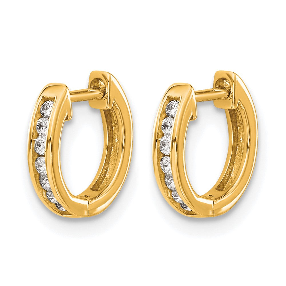 14k Yellow Gold Polished Real Diamond Hinged Hoop Earrings