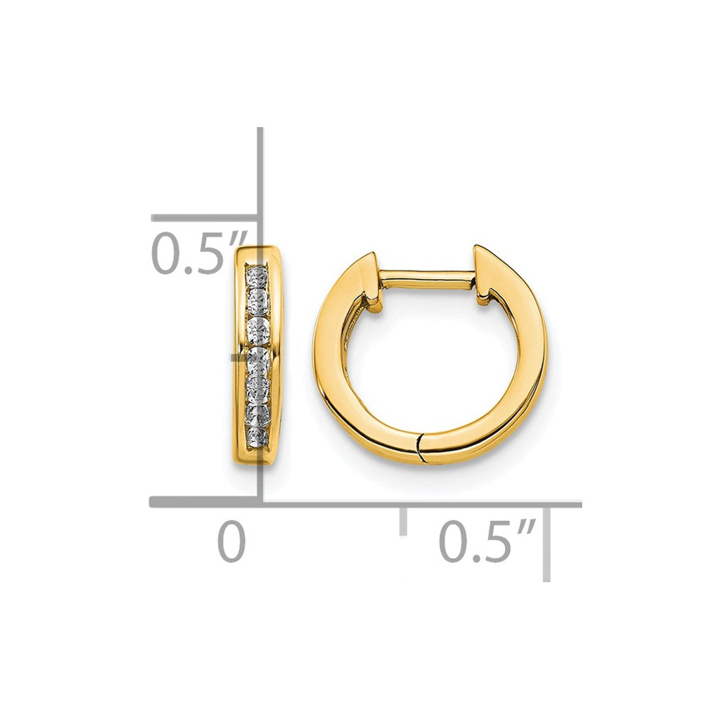 14k Yellow Gold Polished Real Diamond Hinged Hoop Earrings