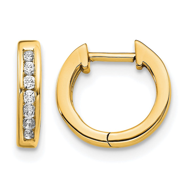 14k Yellow Gold 1/8 Ct. Lab Grown Diamond VS/SI+ G+ Complete Hinged Hoop Earrings