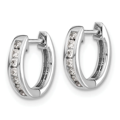 10K White Gold Diamond Hinged Hoop Earrings